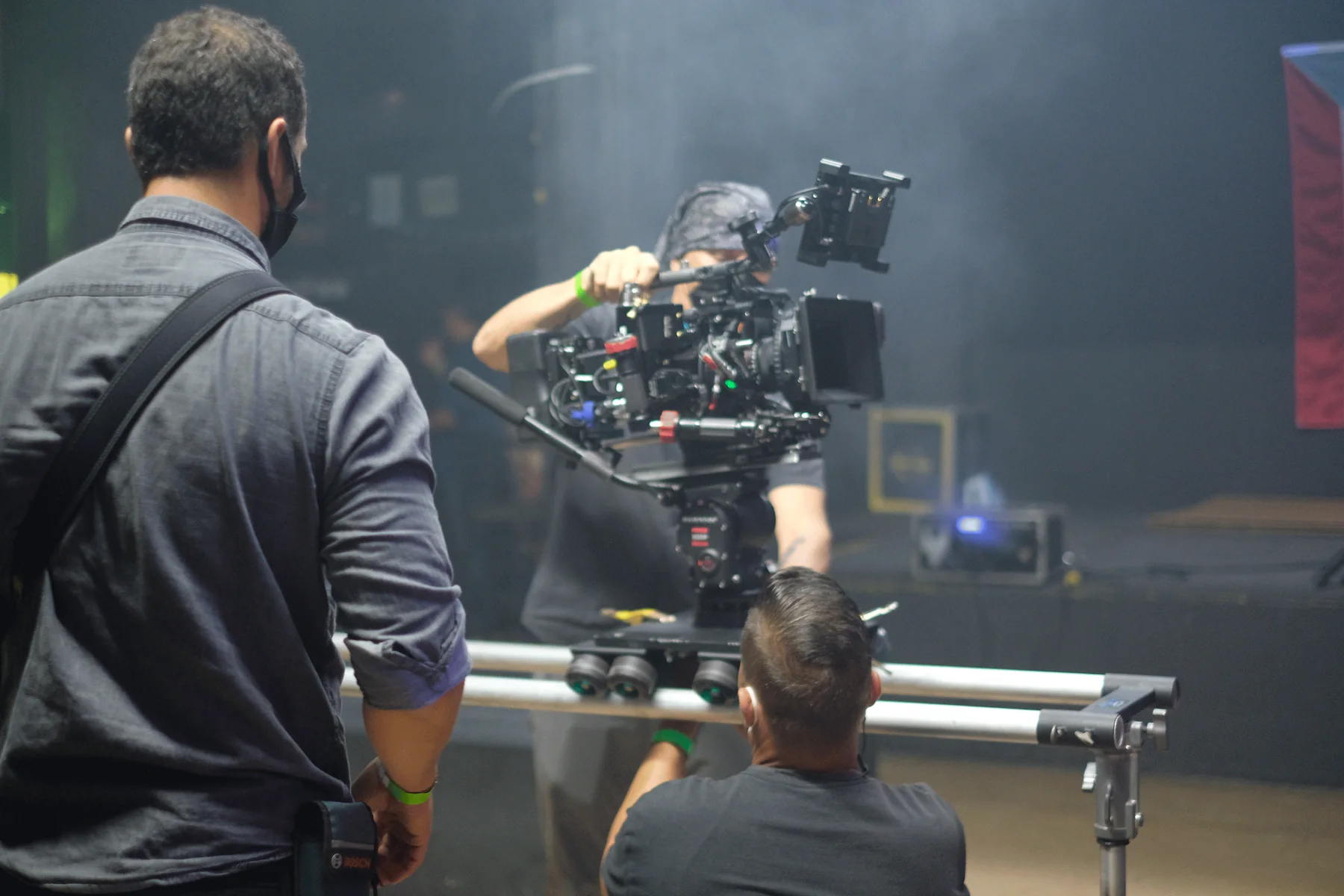 Omar Acosta working with a camera team