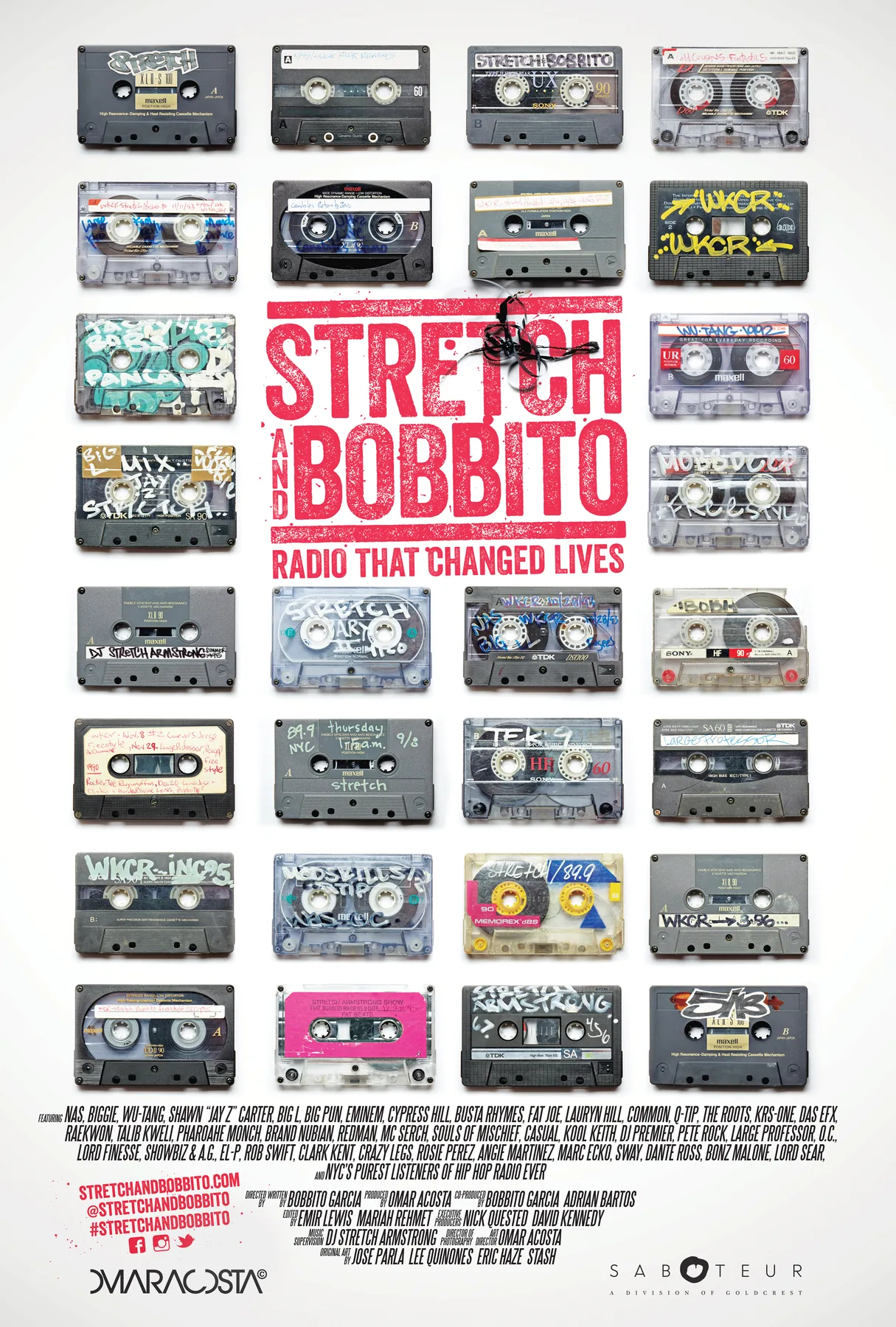 Stretch and Bobbito poster made from cassette labels