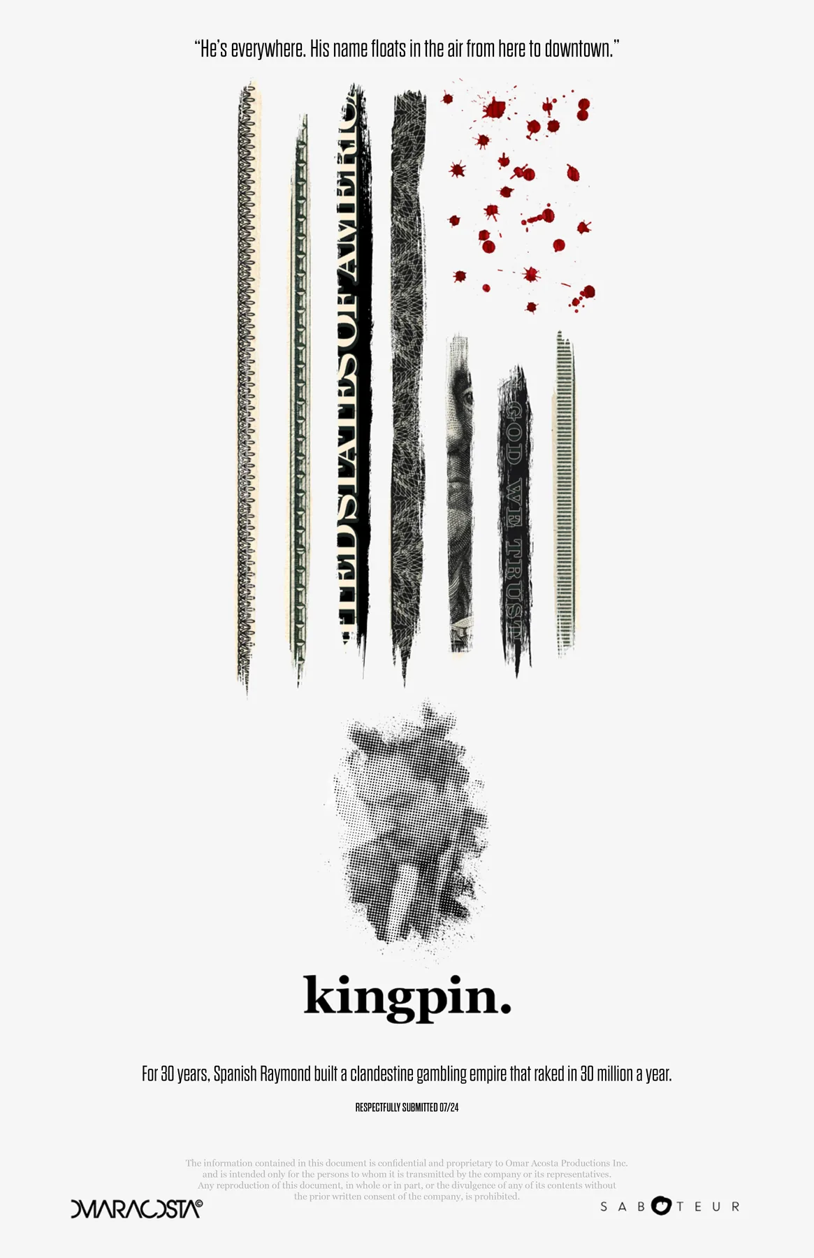 Minimal white Kingpin development poster