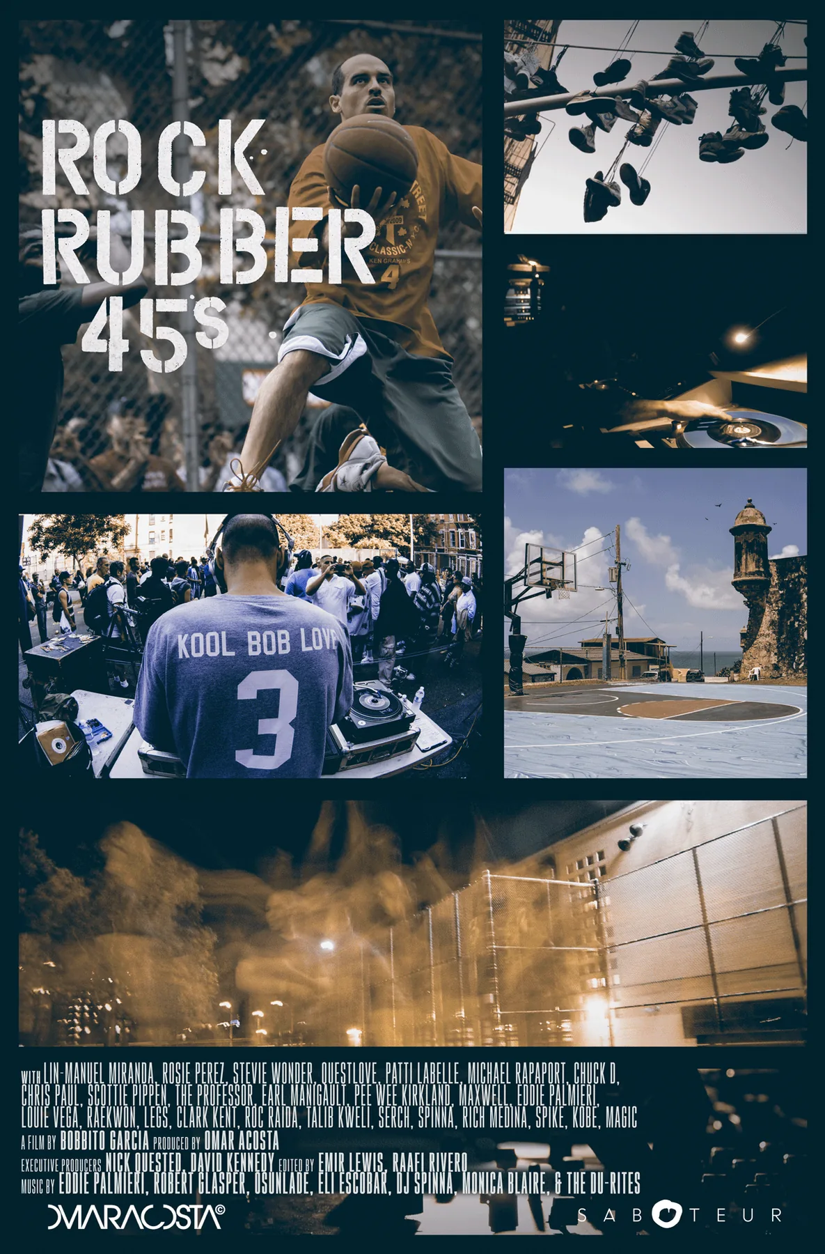 Rock Rubber 45s basketball and record culture collage poster