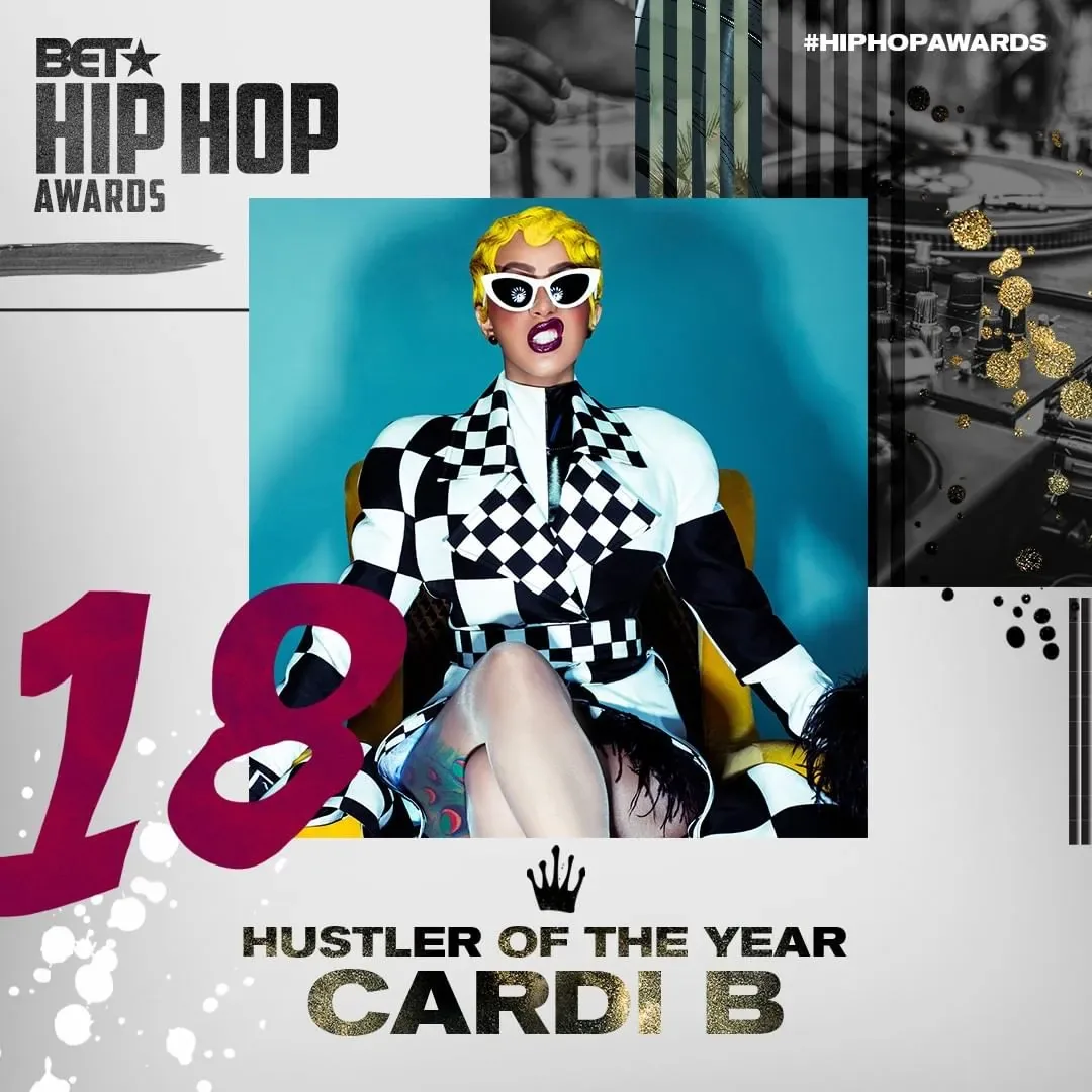 BET Hip Hop Awards social award card featuring Cardi B