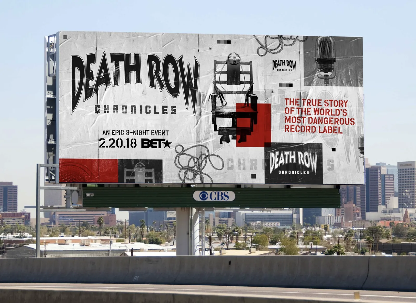 Death Row Chronicles campaign on a large outdoor billboard