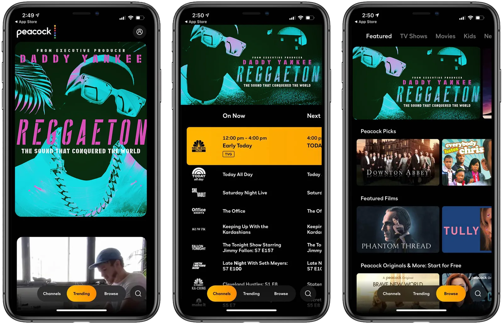 Reggaetón artwork across Peacock mobile placements